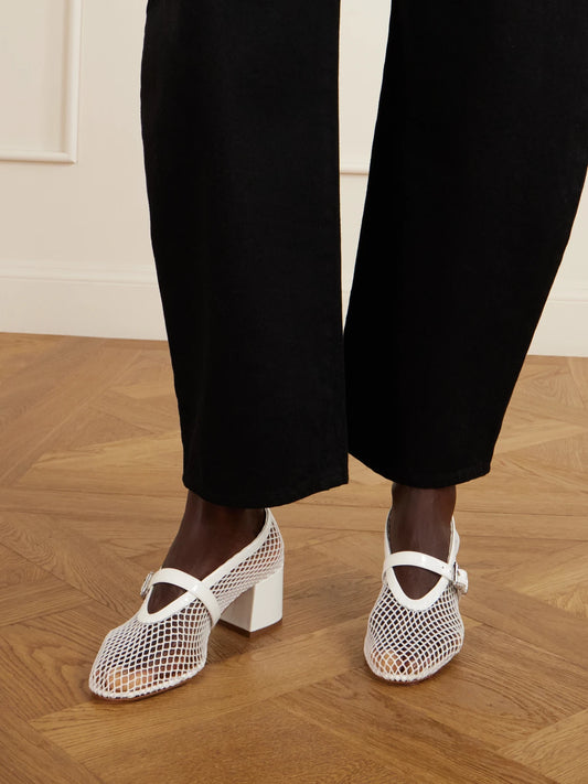 55 Leather-trimmed Mesh Pumps