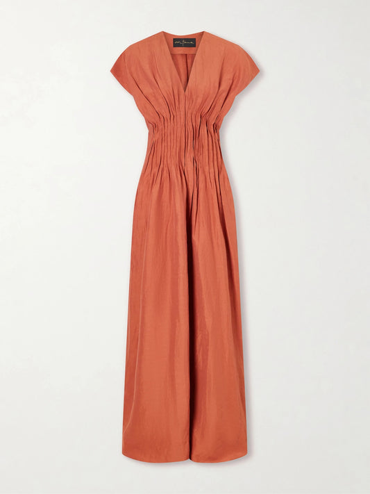 Elena Gathered Woven Maxi Dress