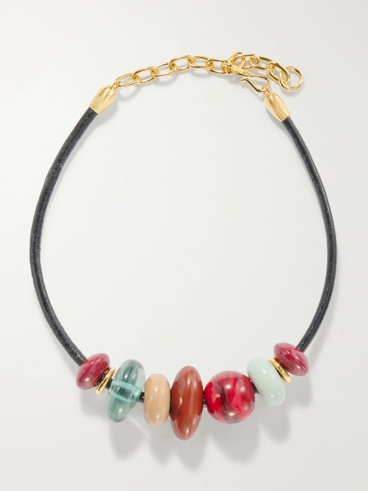 Lizzie Fortunato Piedra Beaded Leather Necklace