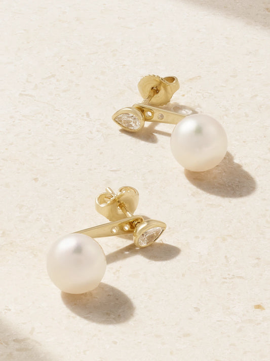 14-karat Gold, Pearl And Diamond Earrings