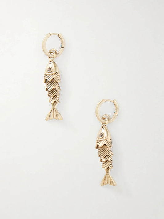 The Fish Gold-tone And Cubic Zirconia Earrings