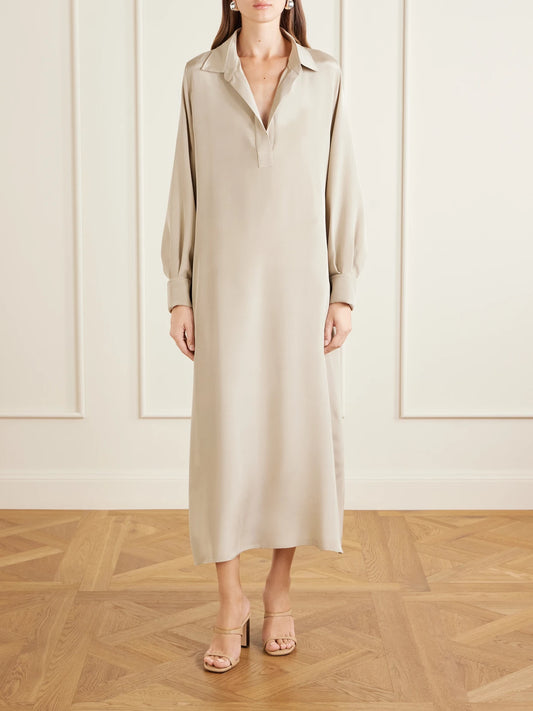 Logo-embroidered Silk-crepe De Chine Midi Dress