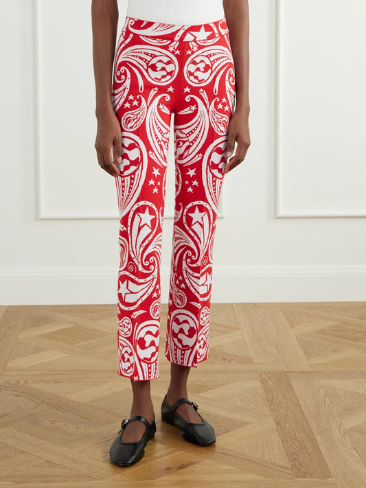 HIGH SPORT Cosmic Paisley Kick Cotton-blend Jacquard Flared Pants