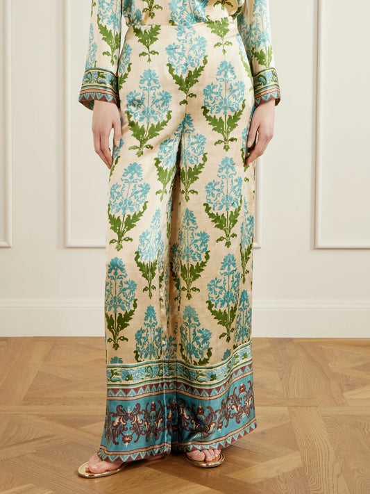 Stephan Floral-print Silk-satin Trousers