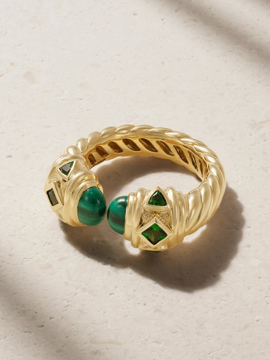 Renaissance 18-karat Gold, Malachite And Diopside Ring