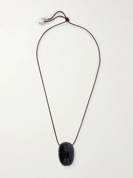 Scarab Silver Onyx Necklace