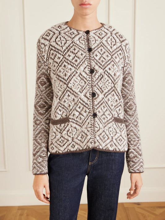 Jacquard-knit Cashmere Cardigan