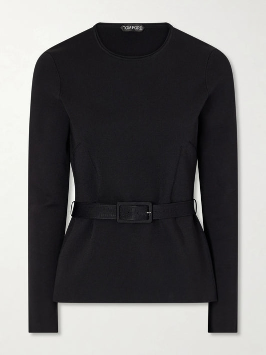 Belted Crepe Blouse