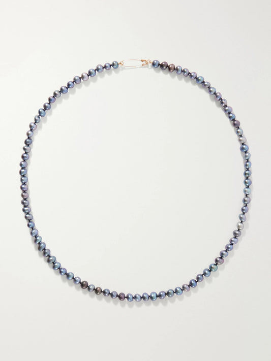 Loren Stewart Black Pearl Safety Pin 14-karat Gold And Pearls Necklace
