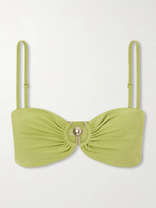 Ruched Prong Bandeau Bikini Top