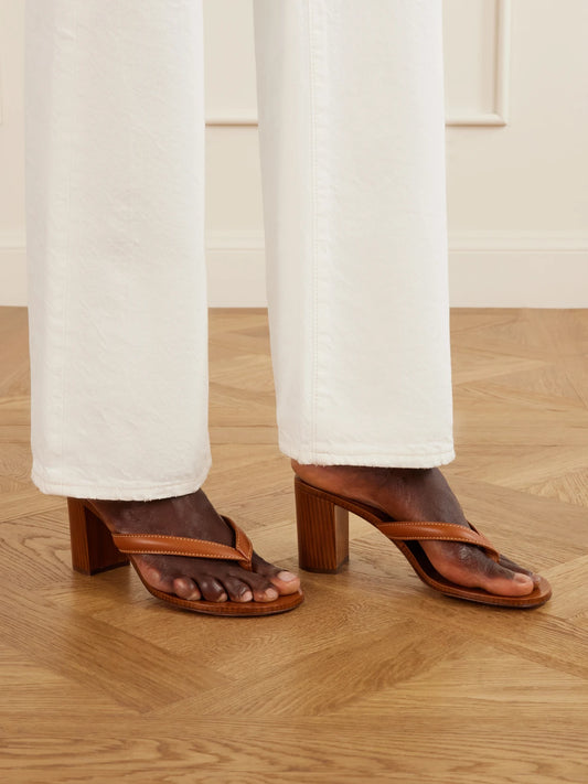Leather 70 Heel Thong Sandals