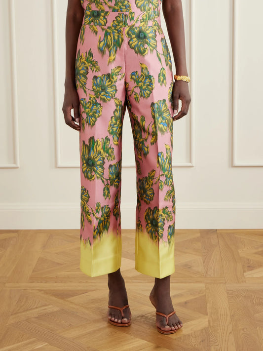 ALÉMAIS Faye Floral-print Twill Wide-leg Pants