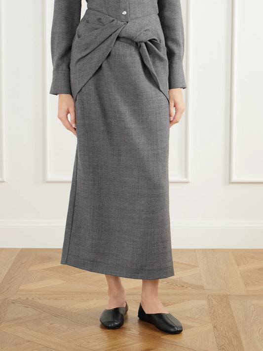 TOVE Hope Knot-detail Wool-fresco Midi Skirt