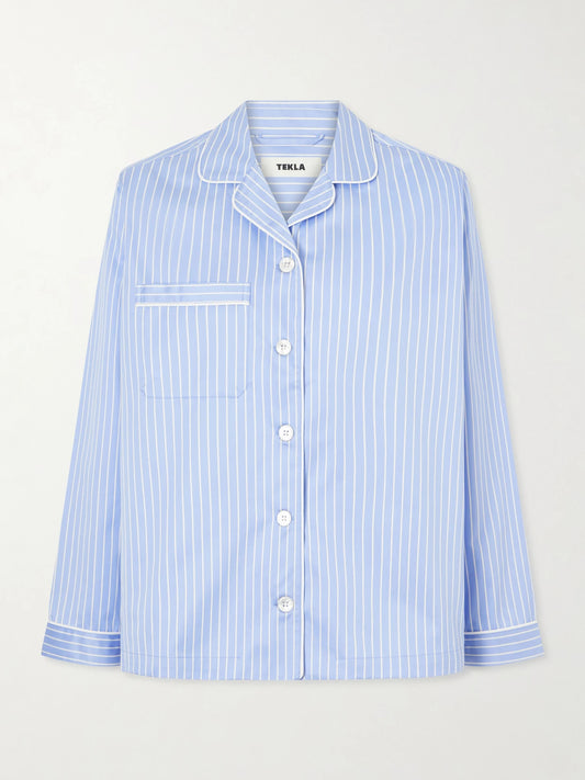 Sateen Striped Organic Cotton Pajama Shirt