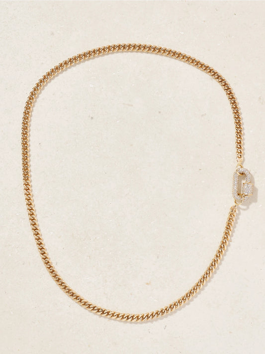 Allstone Chubby Babylock + Heavy Curb 14-karat Gold Diamond Necklace