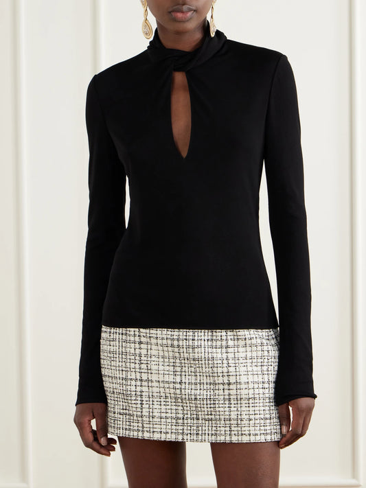 Valentino Garavani Knotted Crepe-jersey Blouse