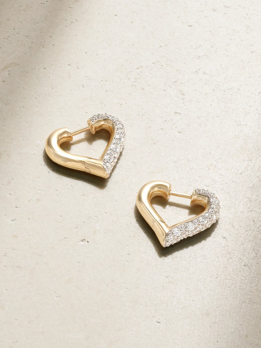 Baby Chubby Love Rhodium-plated 14-karat Gold Diamond Hoop Earrings