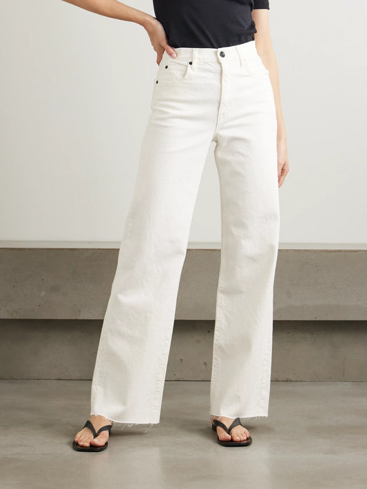 Grace Frayed High-rise Wide-leg Jeans
