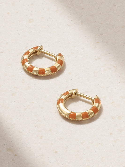 9-karat Gold And Enamel Hoop Earrings