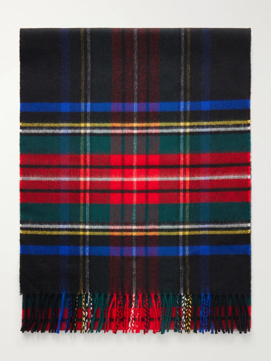Johnstons of Elgin Fringed Checked Wool Scarf