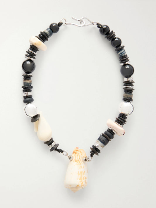 Tohum Samsara Silver, Onyx And Seashell Necklace