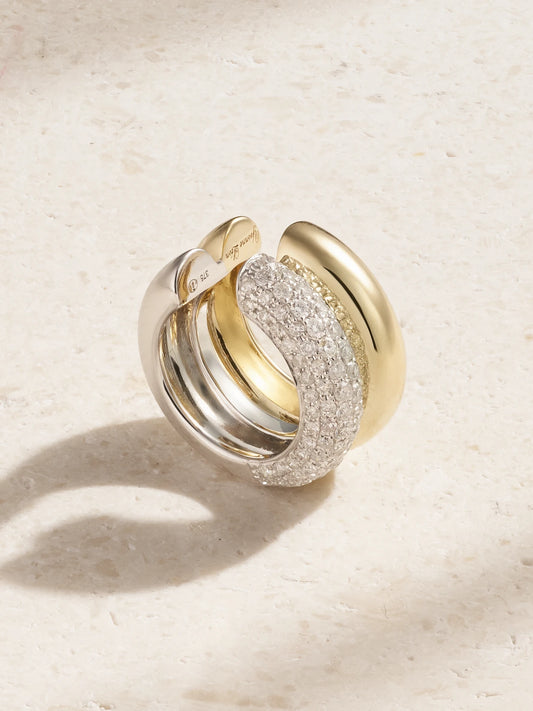 9-karat Yellow And White Gold Diamond Ear Cuff