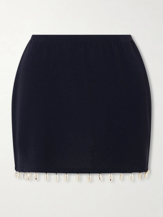 Embellished Jersey Mini Skirt