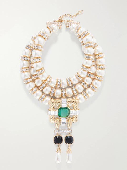 Valentino Garavani Hypergoutte Embellished Gold-tone Necklace