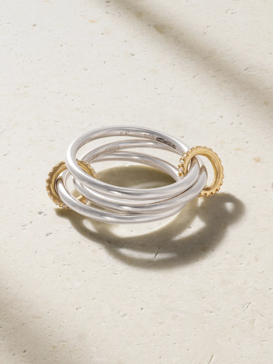 Solarium Sterling Silver, 18-karat Gold And Diamond Ring