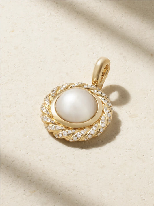 18-karat Gold, Diamond And Pearl Pendant.