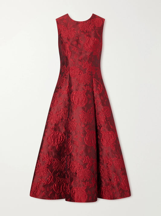 Emilia Wickstead Mara Pleated Floral-cloqué Midi Dress