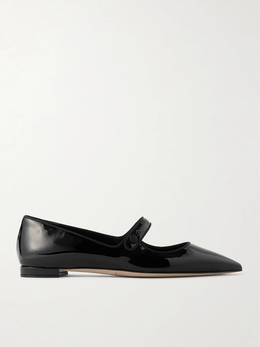 Campari Grosgrain-trimmed Patent-leather Ballet Flats
