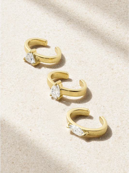 Set Of Three 18-karat Gold Diamond Ear Cuffs
