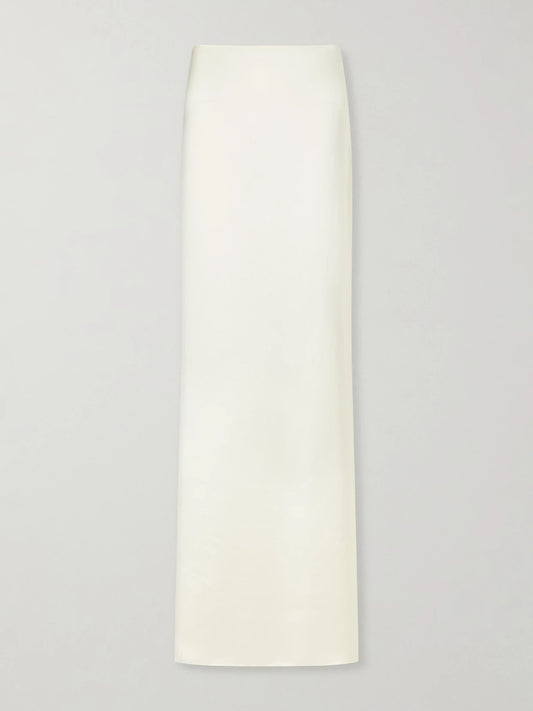 Lace-trimmed Silk-satin Maxi Skirt