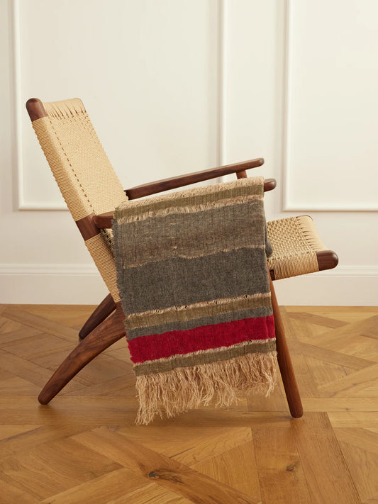 The House of Lyria Xoroi Fringed Striped Jute-blend Throw