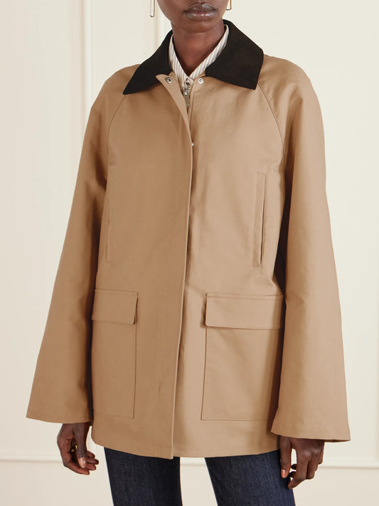 Summer Country Corduroy-trimmed Coated-canvas Jacket