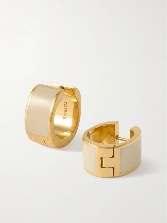 Gold-plated Enamel Hoop Earrings