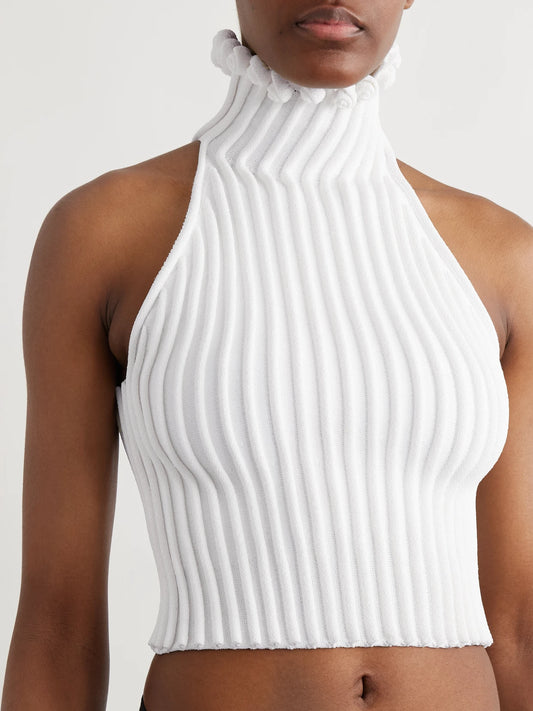 Cropped Ribbed-knit Top