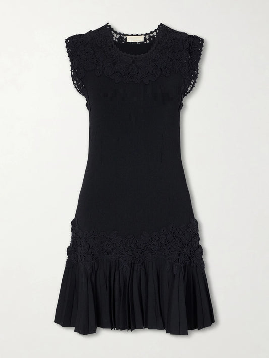 Ulla Johnson Noemie Crochet-knit Trimmed Ribbed Mini Dress