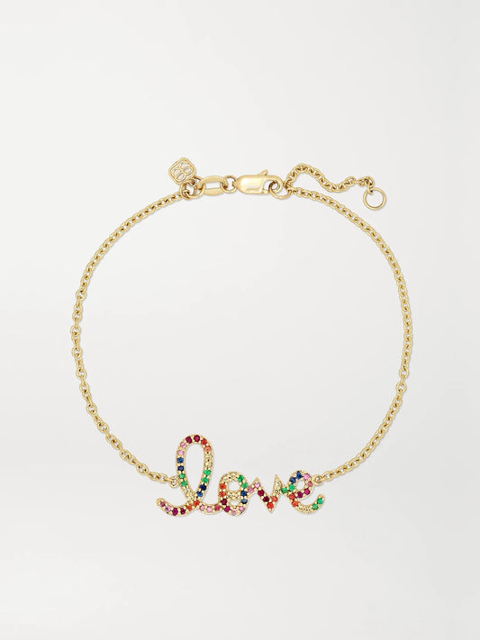 Medium Love 14-karat Gold Multi-stone Bracelet
