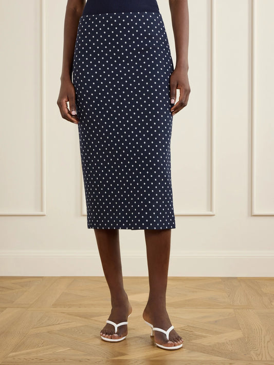 Polka-dot Jersey Midi Skirt