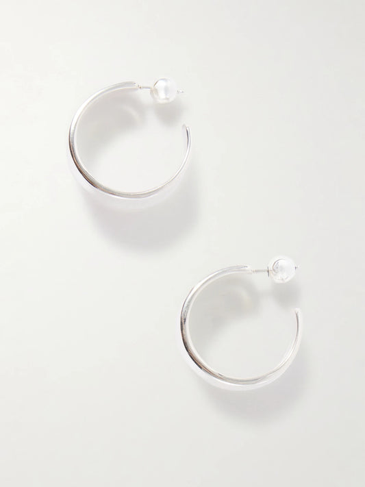 Large Wave Sterling Silver Hoop Earrings
