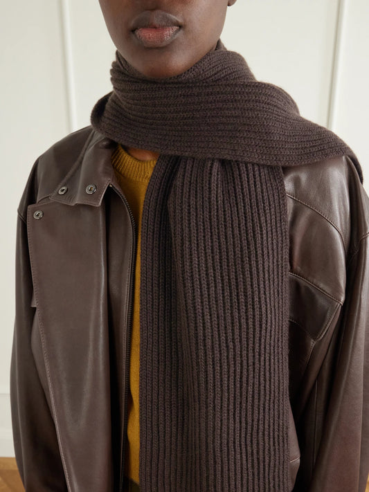 Johnstons of Elgin Lovat Cashmere Ribbed Scarf