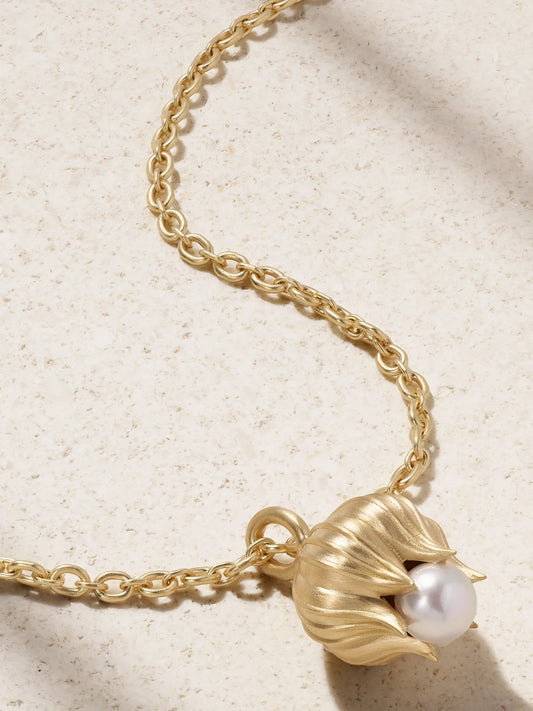 Lily Of The Valley Blossom 18-karat Gold Pearl Necklace