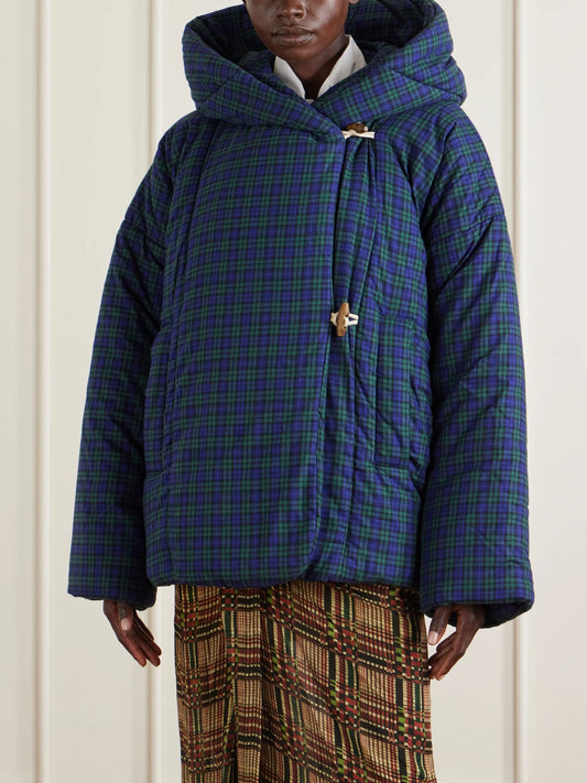 Dries Van Noten Hooded Checked Padded Cotton-flannel Jacket
