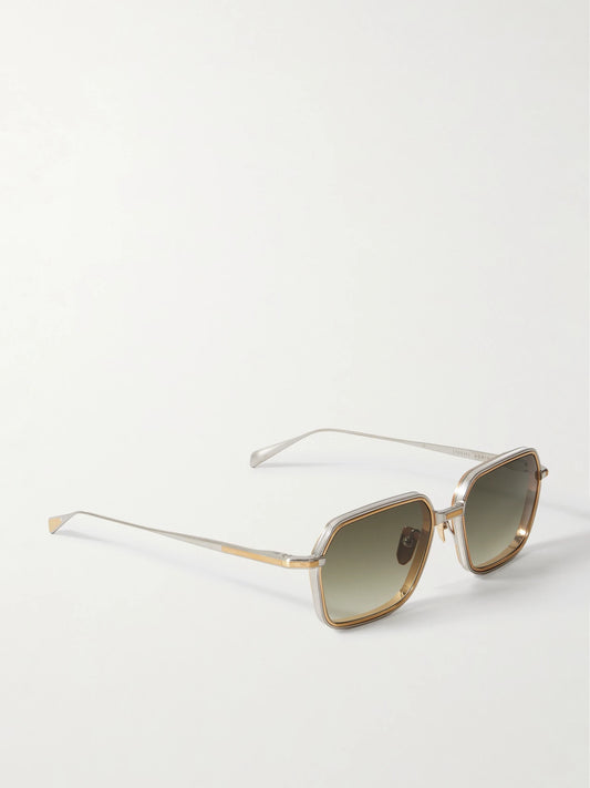 Admiral Square-frame Gold- And Silver-tone Titanium Sunglasses