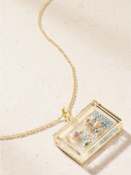 Aquarium 9-karat Gold Multi-stone Necklace
