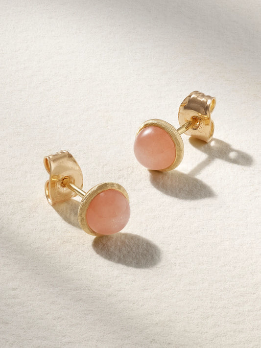 Lotus 18-karat Gold Moonstone Earrings