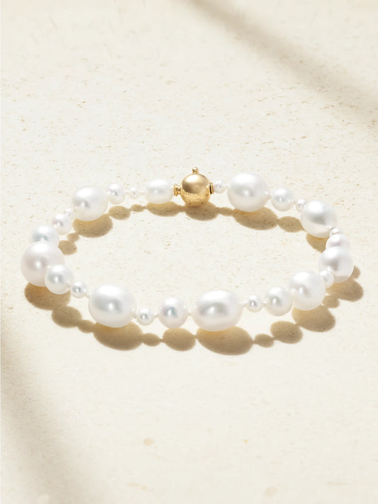 Amis Peggy 14-karat Gold Pearl Bracelet
