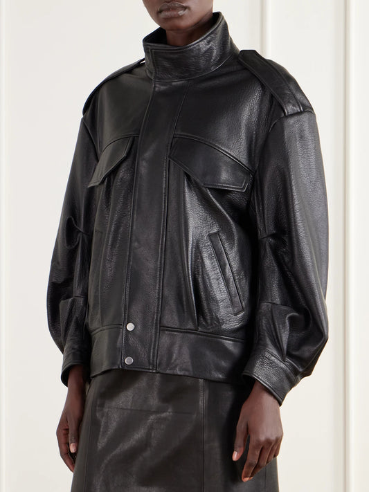 Nour Hammour Nomi Full-grain Leather Jacket